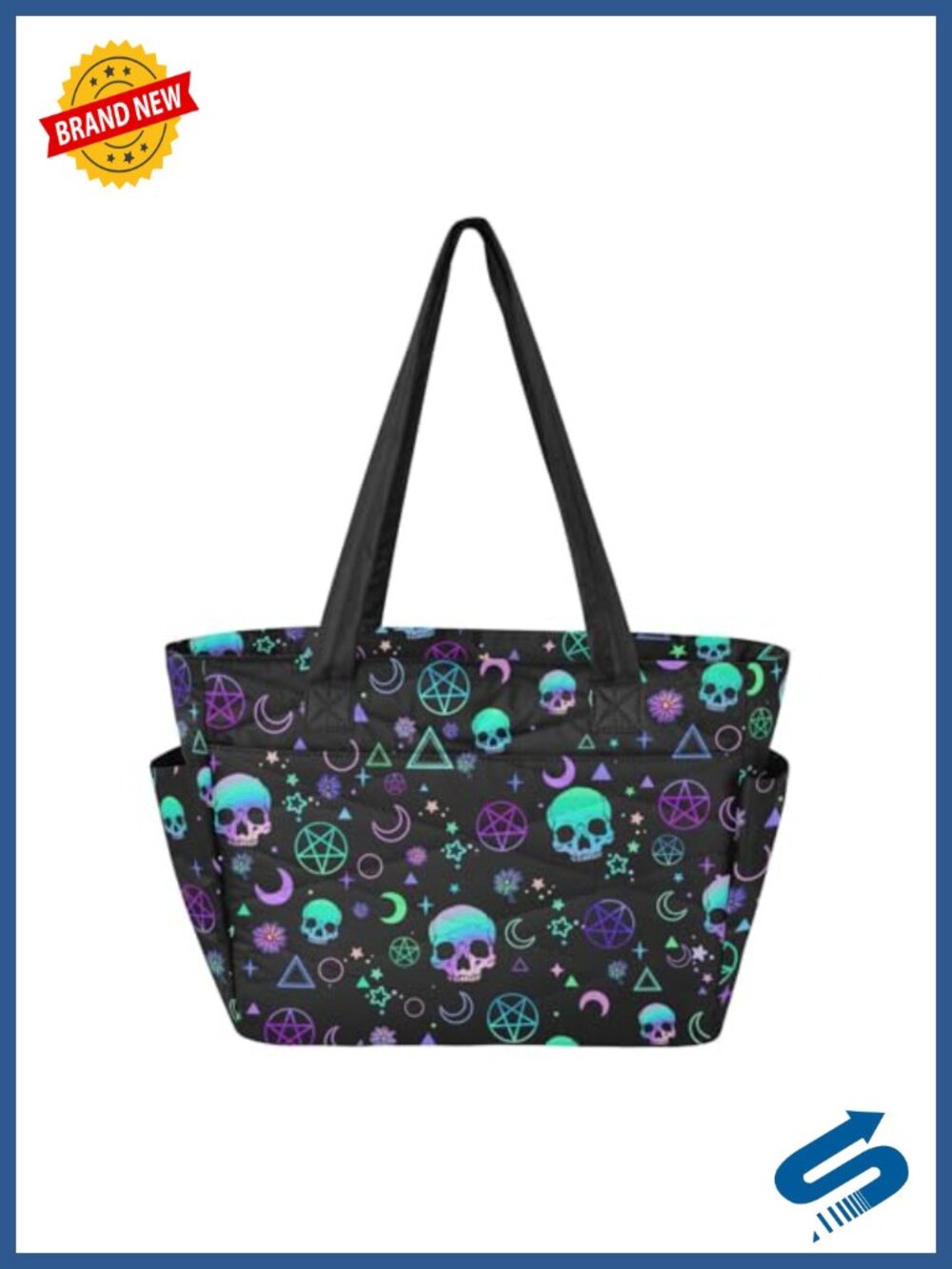 Quilted Polyester Tote Bag Large Capacity Shoulder Handbag for Travel Work Gym